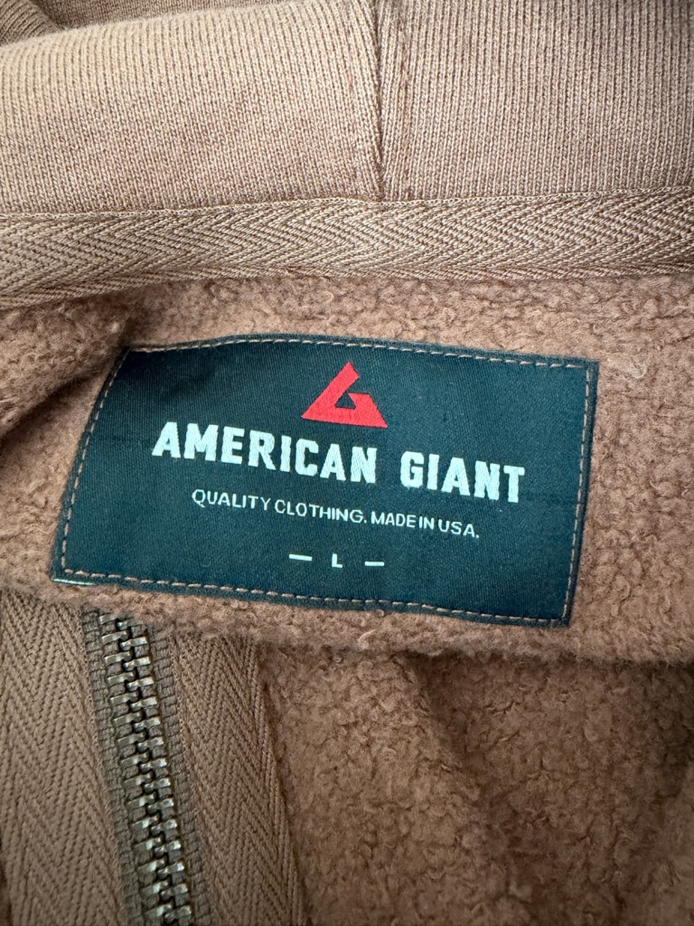 American Giant Mens Relaxed Classic Full Zip Up Hoodie Sweatshirt brown sz large - Picture 6 of 8